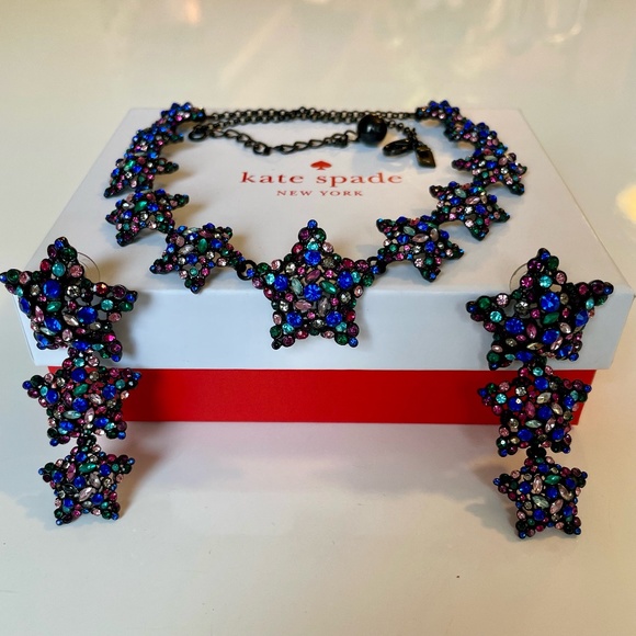 kate spade Jewelry - Kate Spade Bright Star Statement Necklace Earrings High Sparkle Crystal Cascadin